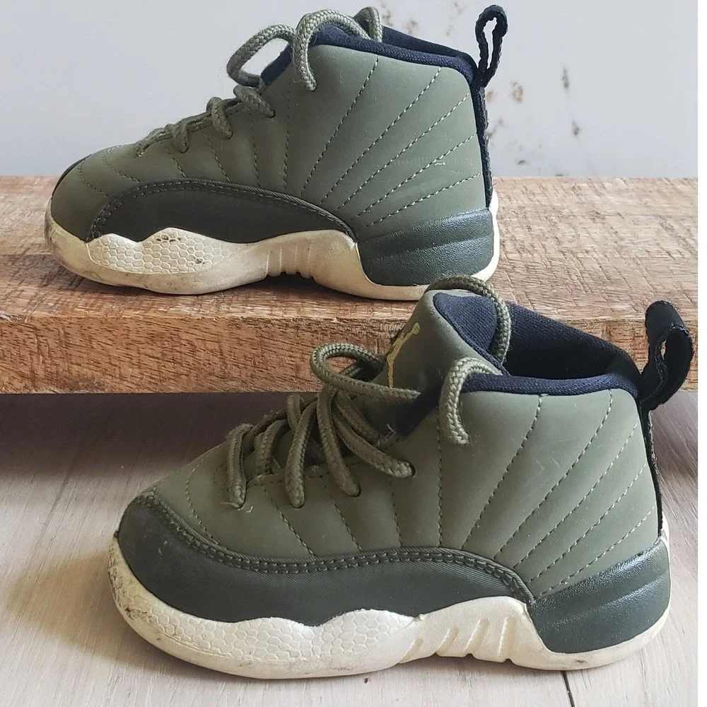 Jordan 12 Retro Chris Paul‎ Class of 2003 Kids 6C Green Basketball Sneakers